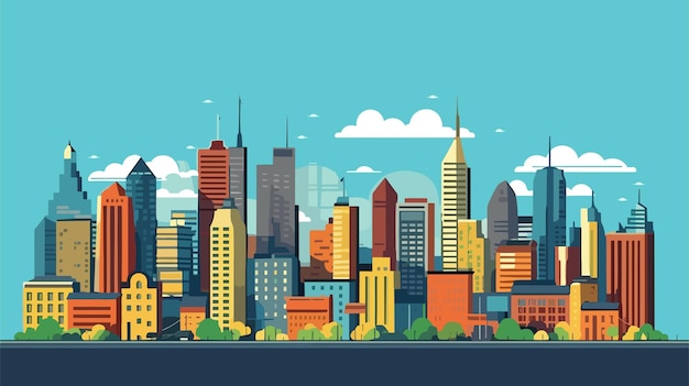 Vettore dello skyline della città Paesaggio urbano Paesaggio urbano diurno