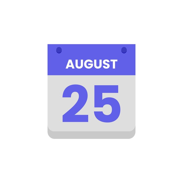 Vettore di agosto piatto con icona di data e mese del calendario