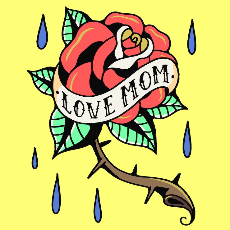 Vettore vettore di amore mamma rose vecchia scuola tatuaggio