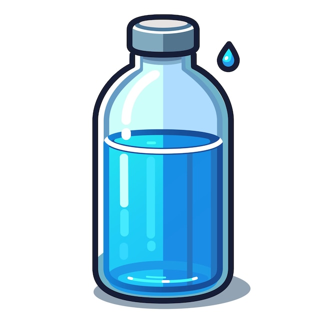 Vettore di bottiglia d'acqua in stile cartone animato 2D o in stile illustrazione piatta