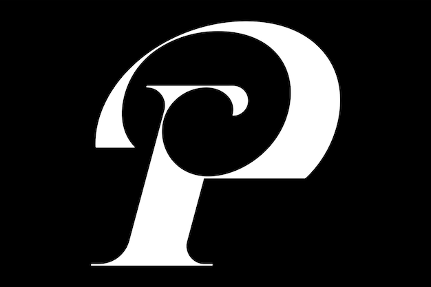 vettore di branding del logo del monogramma iniziale della lettera P