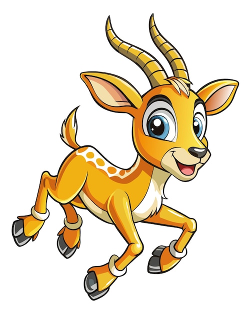 Vettore di cartoni animati 3D di Gazelle su sfondo bianco