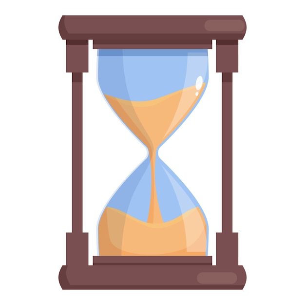 Vettore di cartoni animati con icona di timer di sabbia di legno Numero digitale.