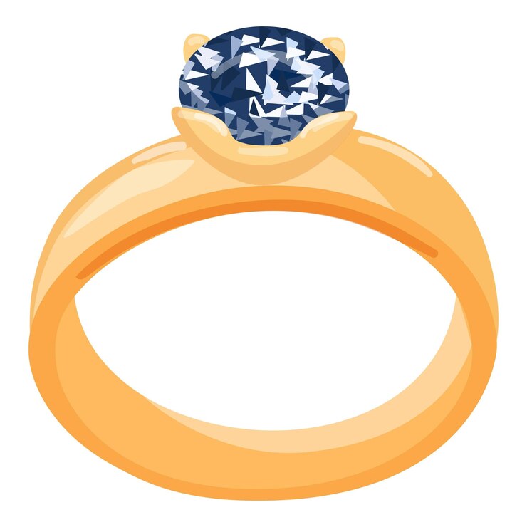 Vettore vettore di cartoni animati dell'icona dell'anello di diamante carato lucido di gemma