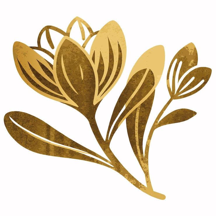 Vettore vettore di colore di fiore minimalista in foglio d'oro