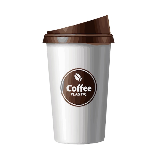 Vettore di contenitori di plastica per caffè isolato su sfondo bianco