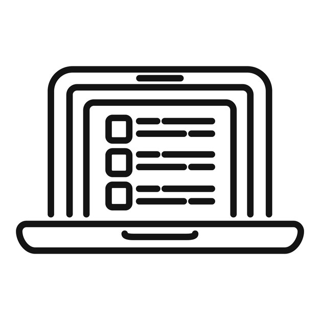 Vettore di contorno dell'icona del database portatile Cliente dati Accesso client