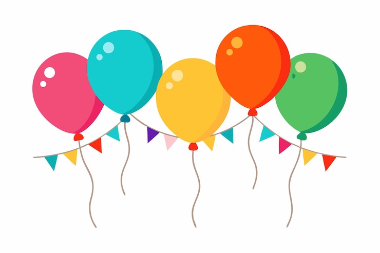 Vettore vettore di decorazione di palloncini colorati su sfondo bianco