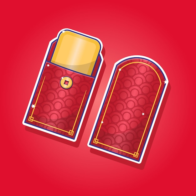 Vettore di design piatto dell'illustrazione dei soldi fortunati del Capodanno cinese con un design semplice e festoso