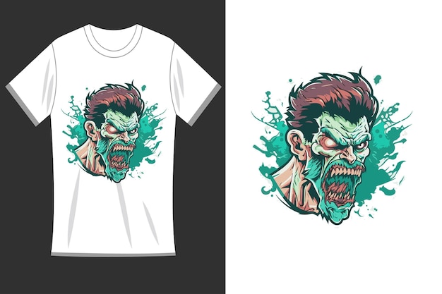 Vettore di disegno del logo zombie per mockup di t-shirt con stampa t-shirt