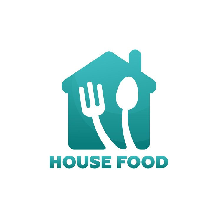Vettore di disegno del modello di logo del cibo della casa, emblema, concetto di design, simbolo creativo, icona