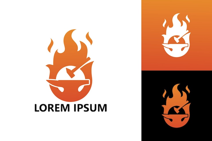 Vettore vettore di disegno del modello di logo del ferro del fuoco del fabbro