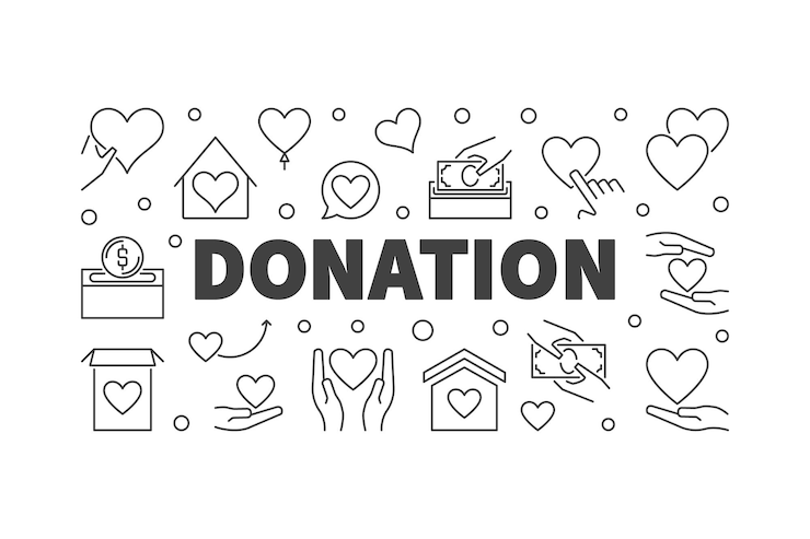 Vettore vettore di donazione linea moderna illustrazione o banner