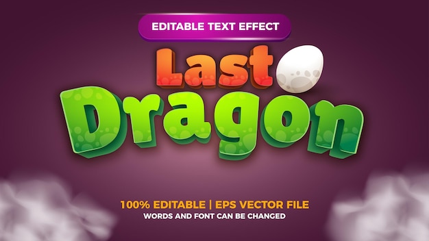 Vettore di effetto di testo modificabile Dragon 3D con sfondo