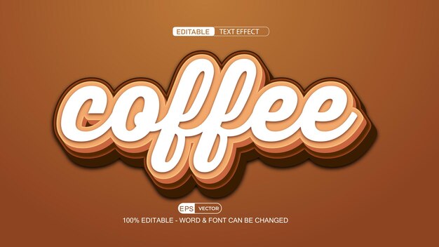 Vettore di effetto testo modificabile caffè con sfondo carino