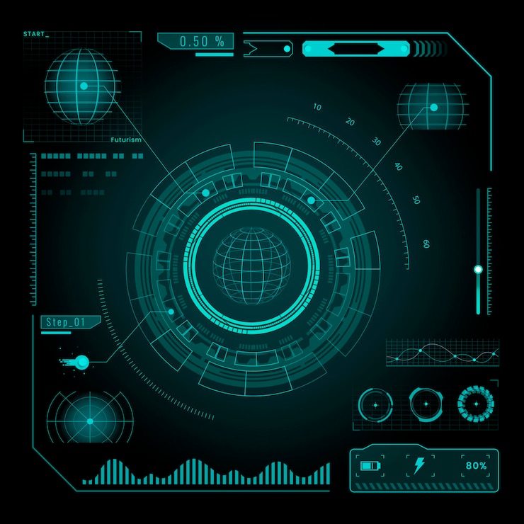 Vettore vettore di elementi di design del modello di interfaccia tecnologica