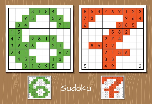 Vettore di gioco Sudoku impostato con le risposte 6 7 numeri