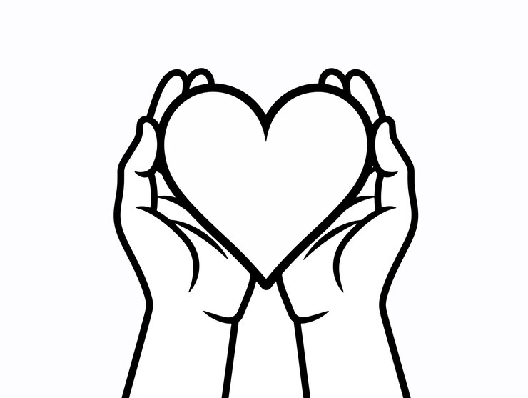 Vettore vettore di icone a mani che tengono il cuore