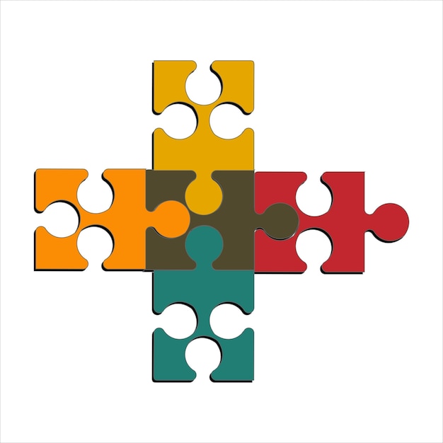 Vettore di icone di puzzle colorato modello di progettazione piatta illustrazione vettoriale puzzle geometrico