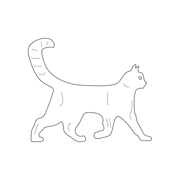 Vettore di illustrazione Cat Line Art con sfondo bianco
