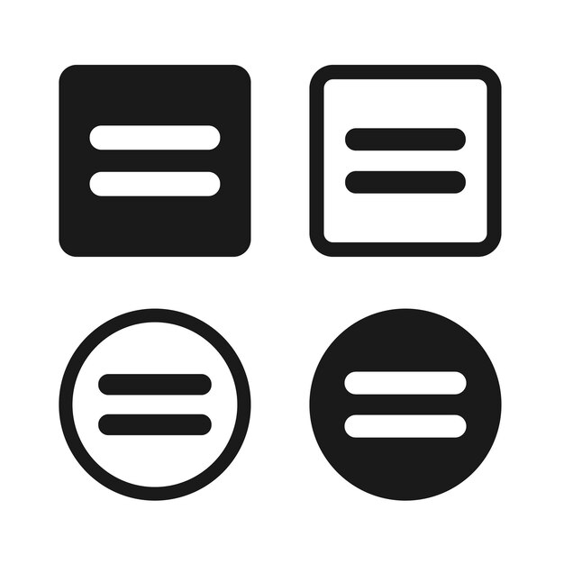 Vettore di illustrazione del simbolo Flat Equal Icon Set