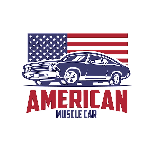 Vettore di illustrazione di muscle car americana premium. Ideale per il design di magliette automobilistiche