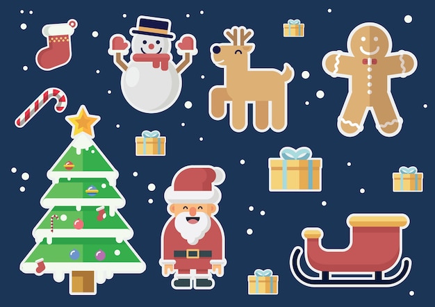 vettore di illustrazione di Natale impostato in stile design piatto