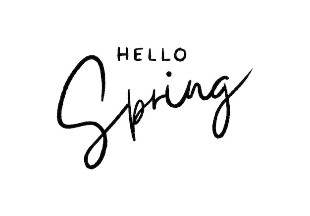 Vettore di lettere Hello Spring isolato su sfondo bianco