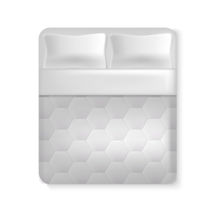 Vettore vettore di letto doppio 3d realistico e dettagliato