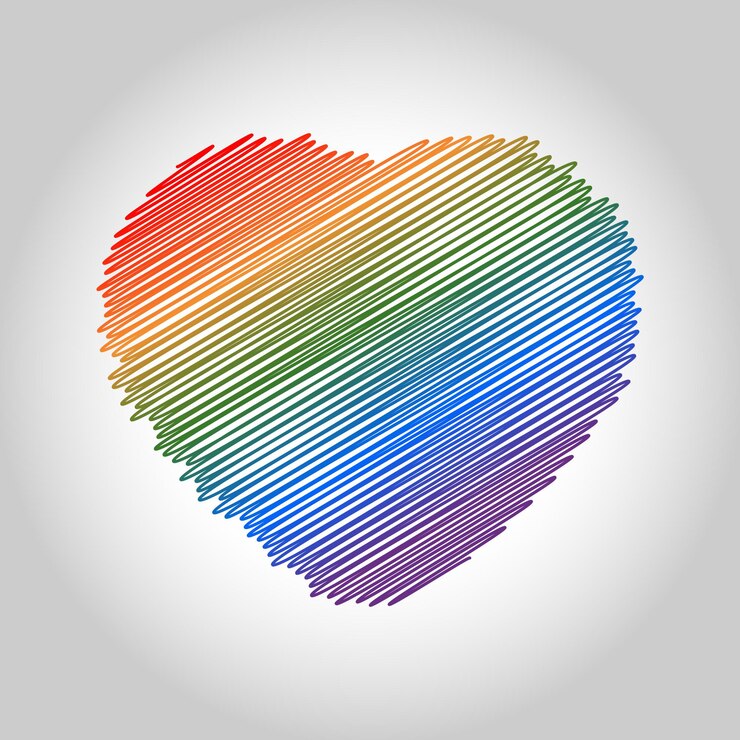 Vettore vettore di linee colorate cuore