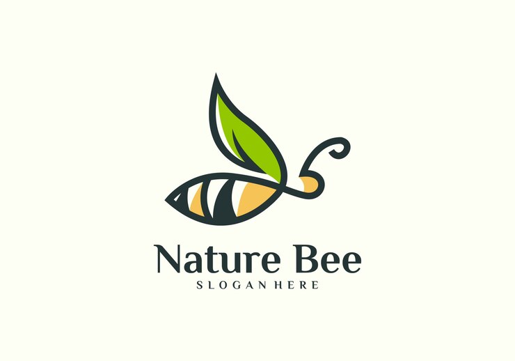vettore di logo dell'ape naturale