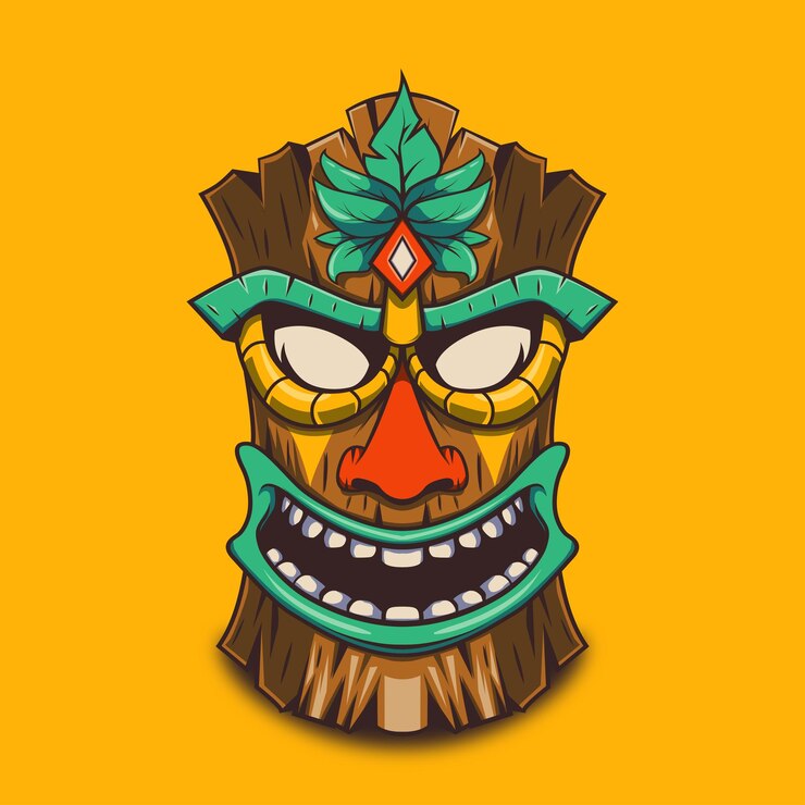 Vettore di maschera tiki di tiraggio della mano