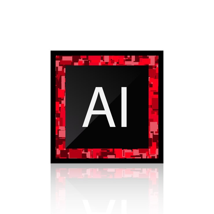 Vettore vettore di microchip isolato apprendimento ai e concetto di intelligenza artificiale illustrazione vettoriale