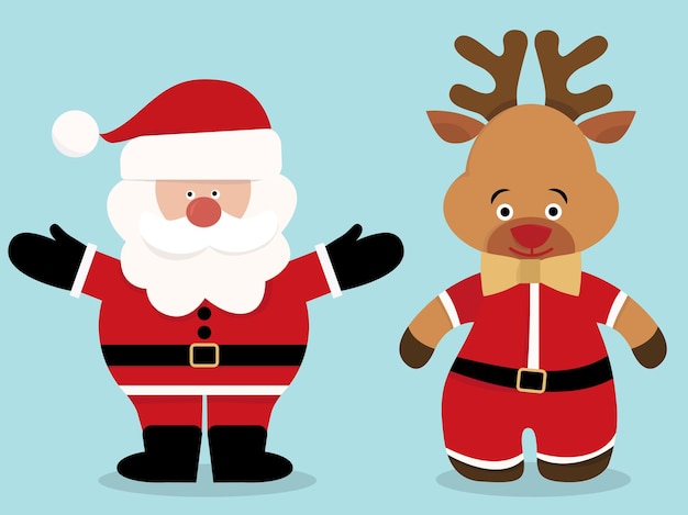 vettore di personaggi di babbo natale e cervi