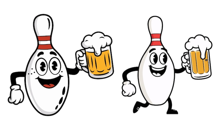 Vettore vettore di pin di bowling a cartoni animati