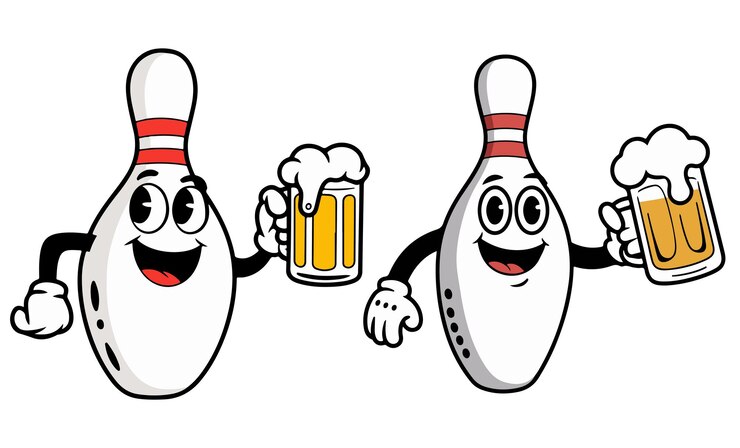 Vettore vettore di pin di bowling a cartoni animati