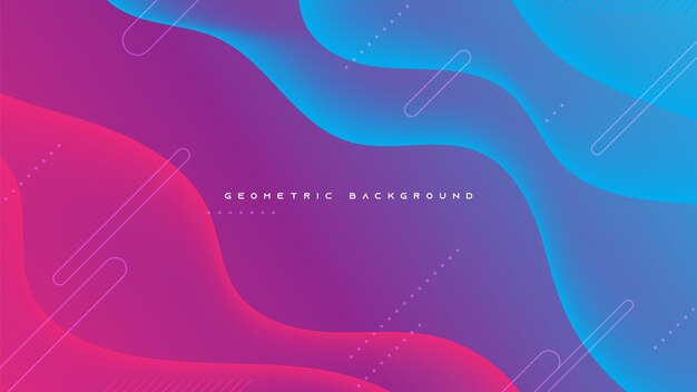 Vettore di progettazione a gradiente geometrico astratto con sfondo ondulato blu e rosa
