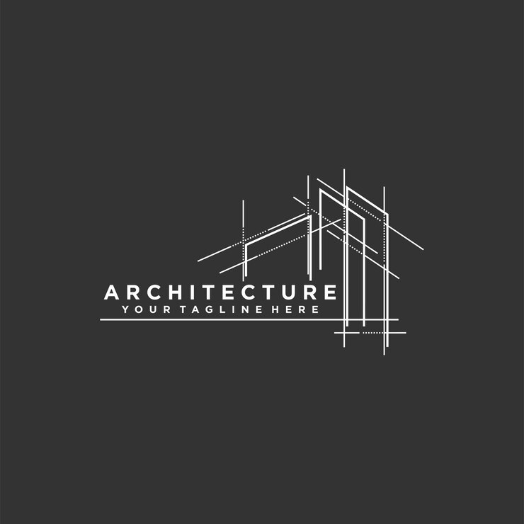 Vettore vettore di progettazione architettonica e di costruzione di logo della casa dell'architetto vettore premium