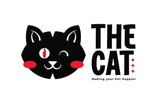 Vettore di progettazione del logo del gatto nero