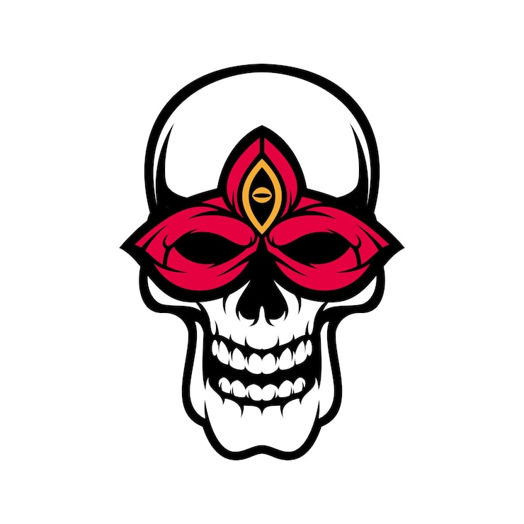 Vettore vettore di progettazione del logo della mascotte della maschera del teschio