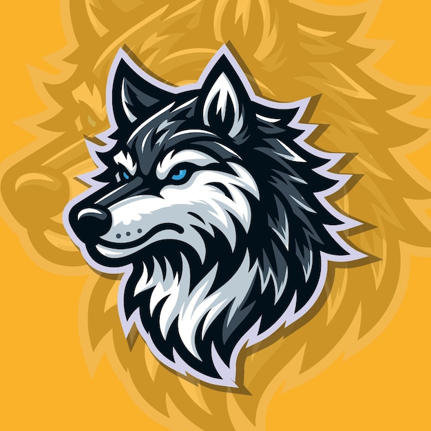 Vettore di progettazione del logo della mascotte della squadra Wolf