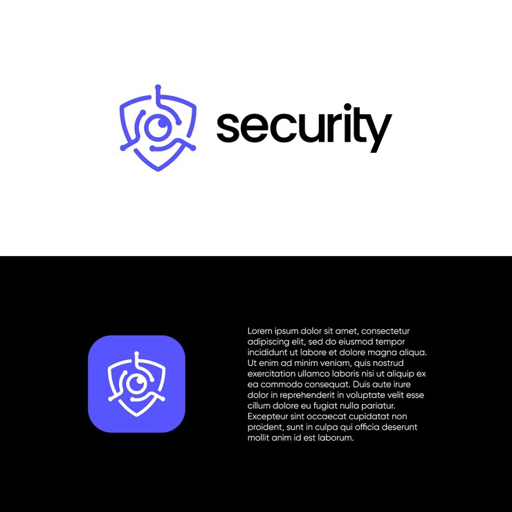 Vettore di progettazione del logo di sicurezza cyber internet online