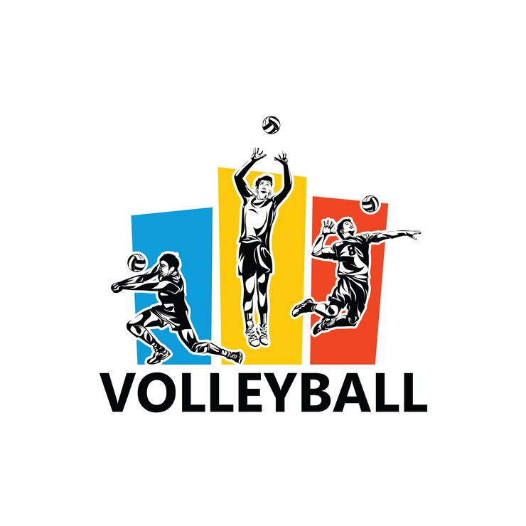 Vettore di progettazione del modello di logo del giocatore di pallavolo
