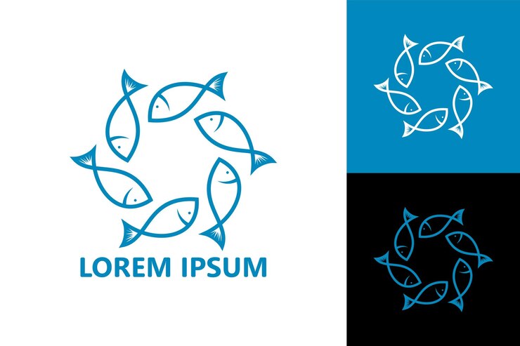 Vettore di progettazione del modello di logo del pesce del cerchio