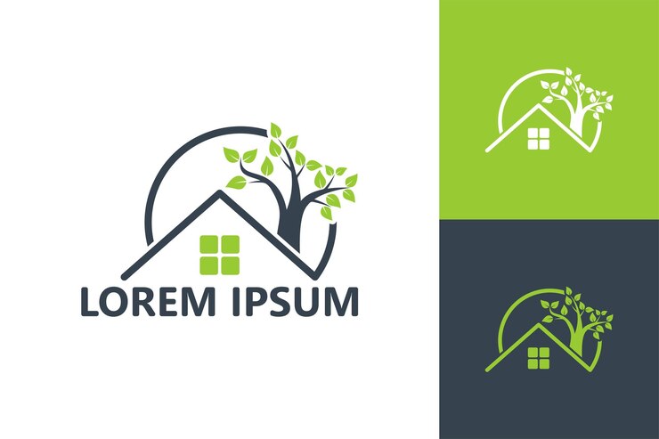 Vettore di progettazione del modello di logo della casa e dell'albero