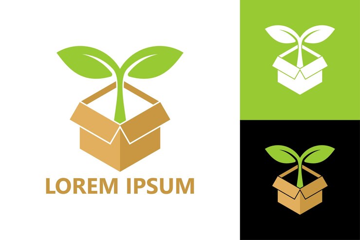Vettore di progettazione del modello di logo della scatola della pianta