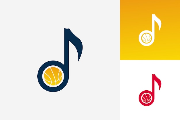 Vettore di progettazione del modello di logo di musica di pallacanestro, emblema, concetto di design, simbolo creativo, icona