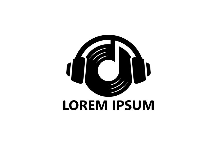 Vettore di progettazione del modello di logo per cuffie musicali