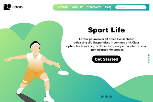 Vettore di progettazione della pagina di destinazione di badminton