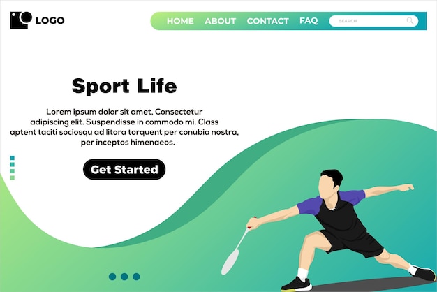 Vettore di progettazione della pagina di destinazione di badminton